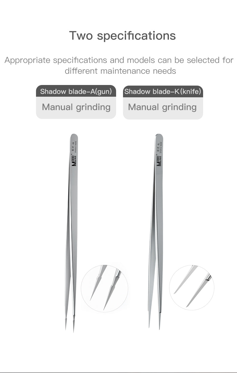 MaAnt Shadow Blade Series Non Magnetic Stainless Steel Tweezers