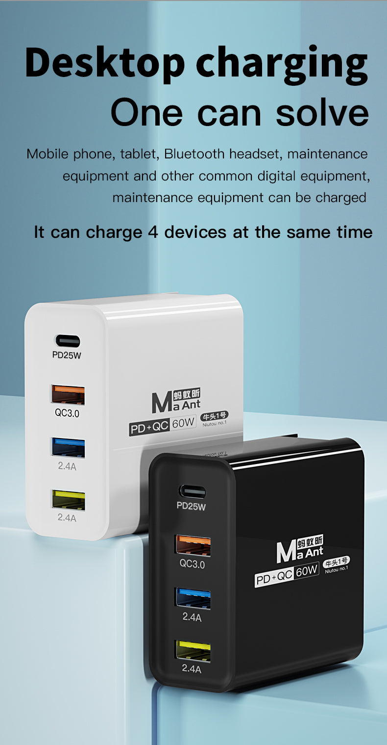 MaAnt Four-Port Multi Functional Fast Charging Appliance