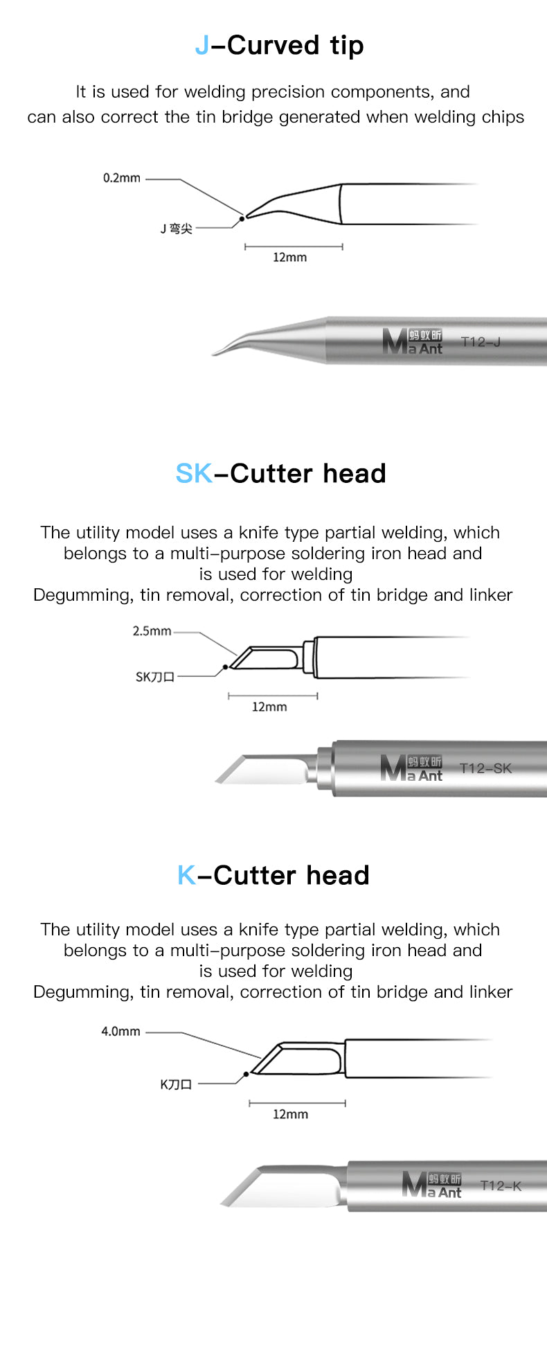 MaAnt T12 Iron Head Lead Free Soldering