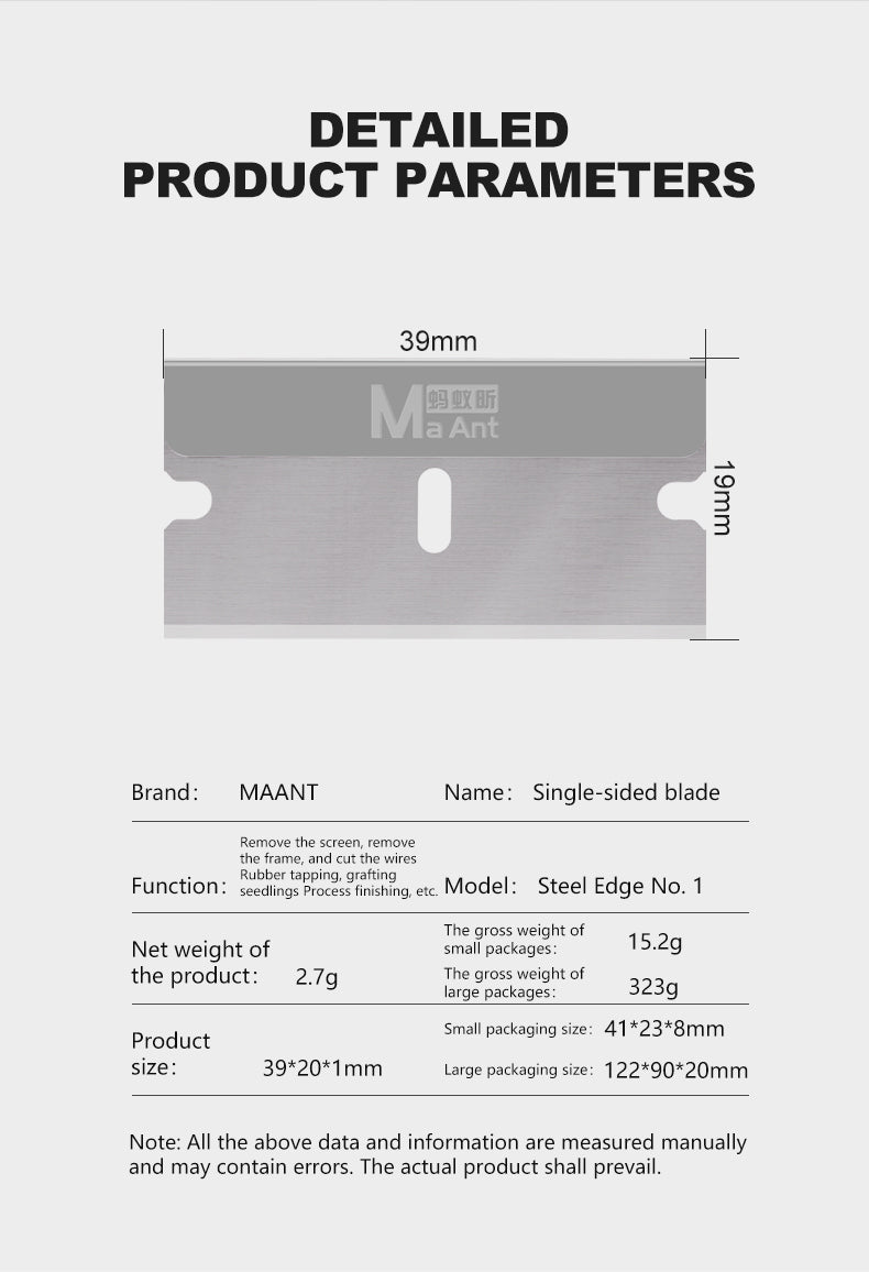 MaAnt Steel Edge No. 1 Single-Sided Blade