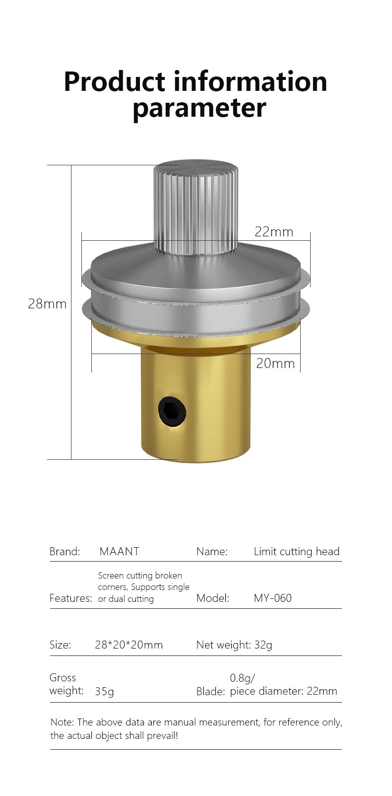 MaAnt MY-060 Precision Limit Cutter Head