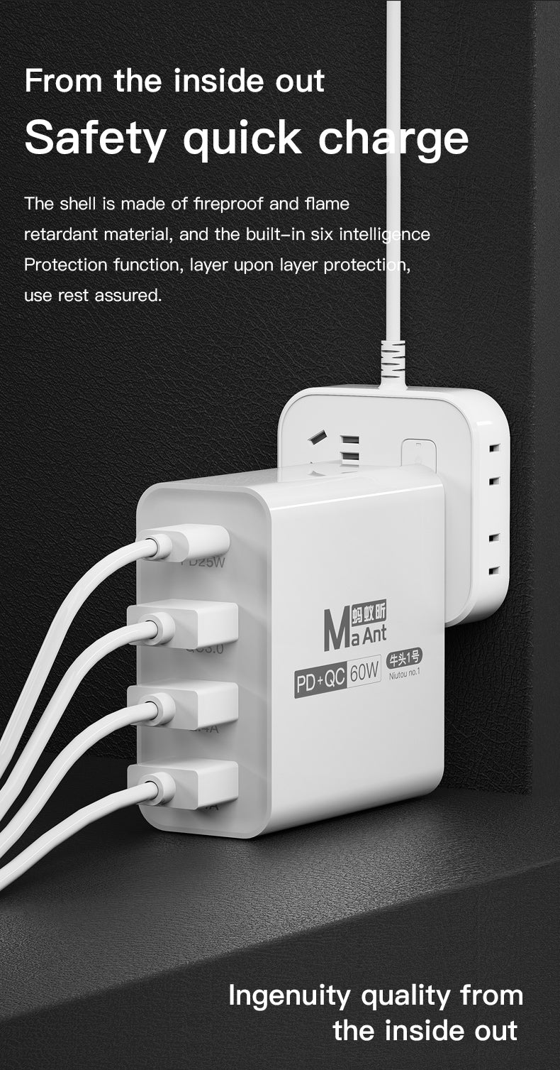 MaAnt Four-Port Multi Functional Fast Charging Appliance