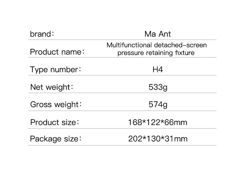 MaAnt H4 Multifunctional Detached-Screen Pressure Retaining Fixture