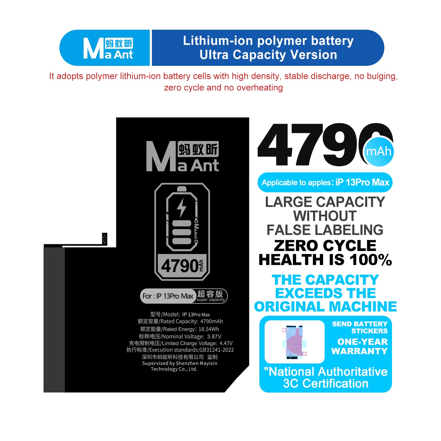 MaAnt Lithium-ion Polymer Battery Ultra Capacity Version