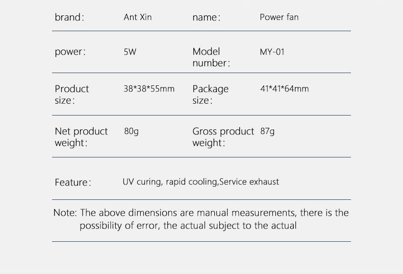 MaAnt MY-01 UV-Curable Cooling Fan