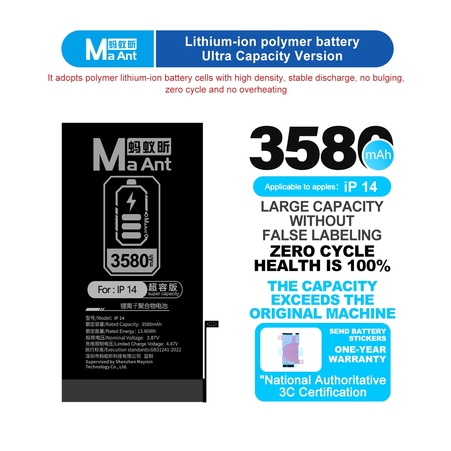 MaAnt Lithium-ion Polymer Battery Ultra Capacity Version