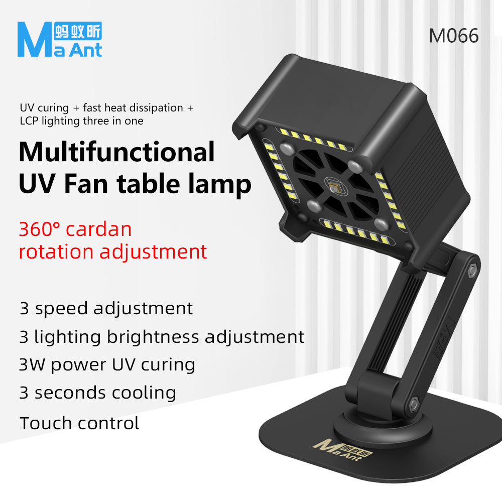 MaAnt Multi-Functional Rechargeable UV Fan Table Lamp