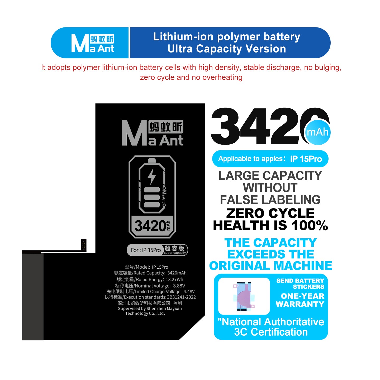 MaAnt Lithium-ion Polymer Battery Ultra Capacity Version