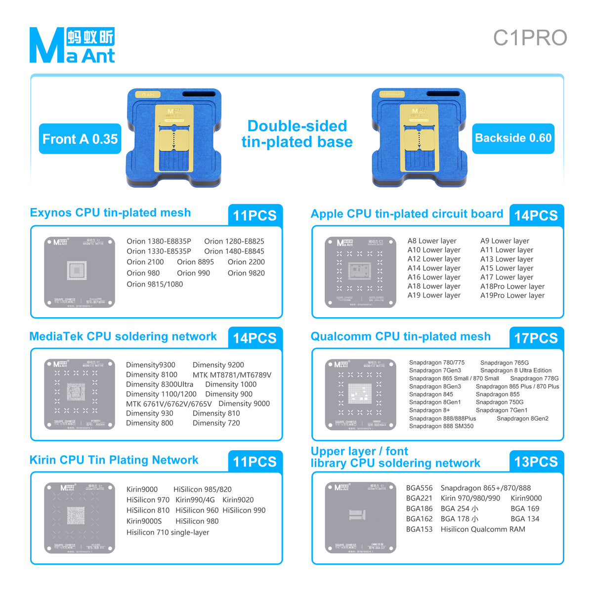 MaAnt C1PRO Magnetic Power Double-Sided Tin-Plated Platform