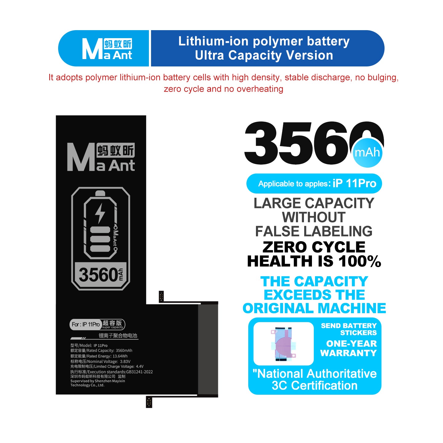 MaAnt Lithium-ion Polymer Battery Ultra Capacity Version