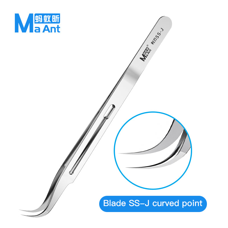 MaAnt SS-J  Sharp Edge Magnetic Free Stainless Steel Tweezers